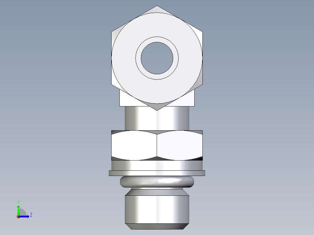 卡套式工业通用硬管接头EO_Adjustable_locknut_branch_tee_TEE08ZLMORCF左视图