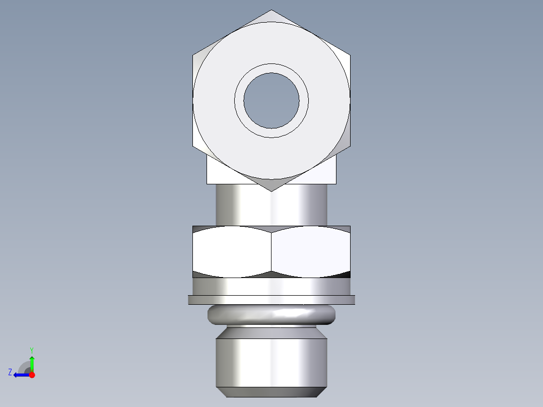 卡套式工业通用硬管接头EO_Adjustable_locknut_branch_tee_TEE08ZLMORCF右视图