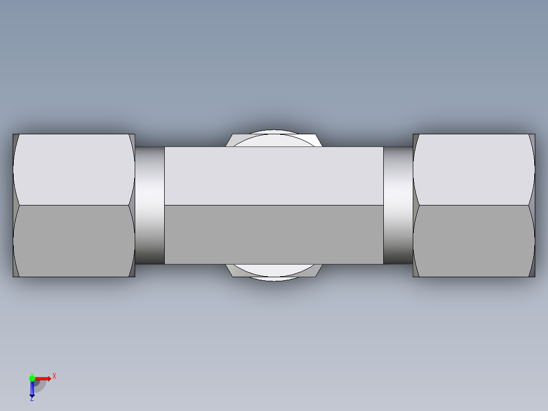 卡套式工业通用硬管接头EO_Adjustable_locknut_branch_tee_TEE08ZLMORCF俯视图