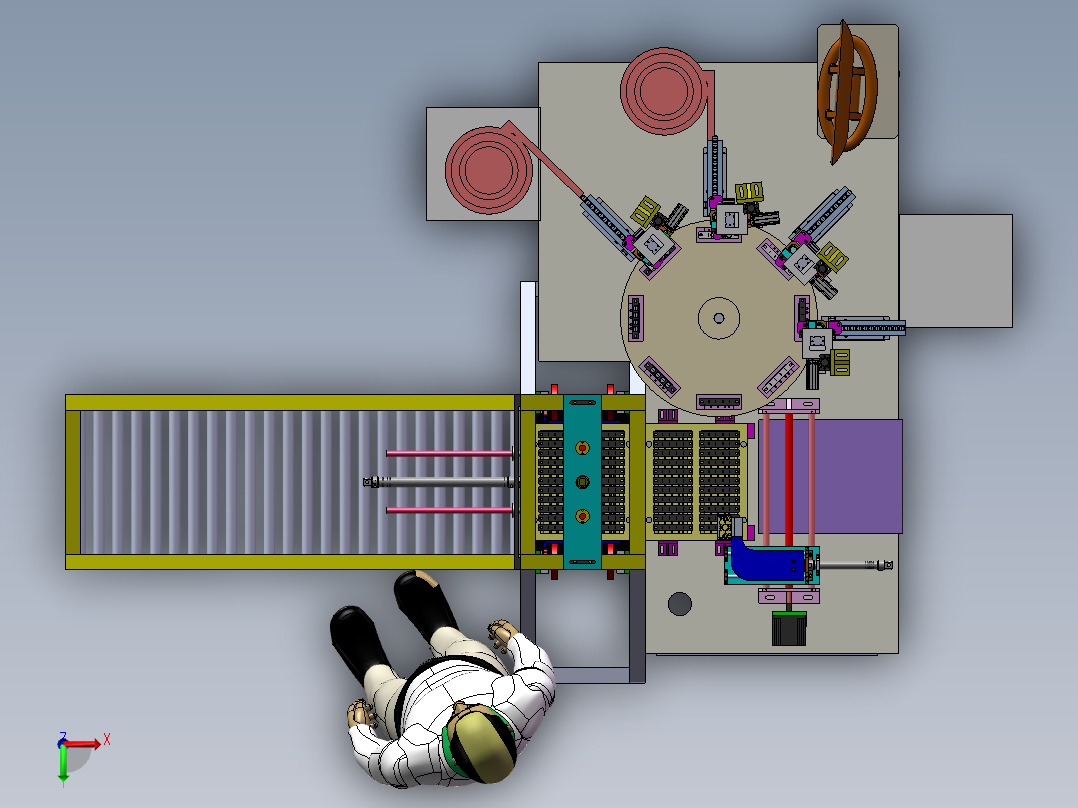全自动按钮装配机俯视图