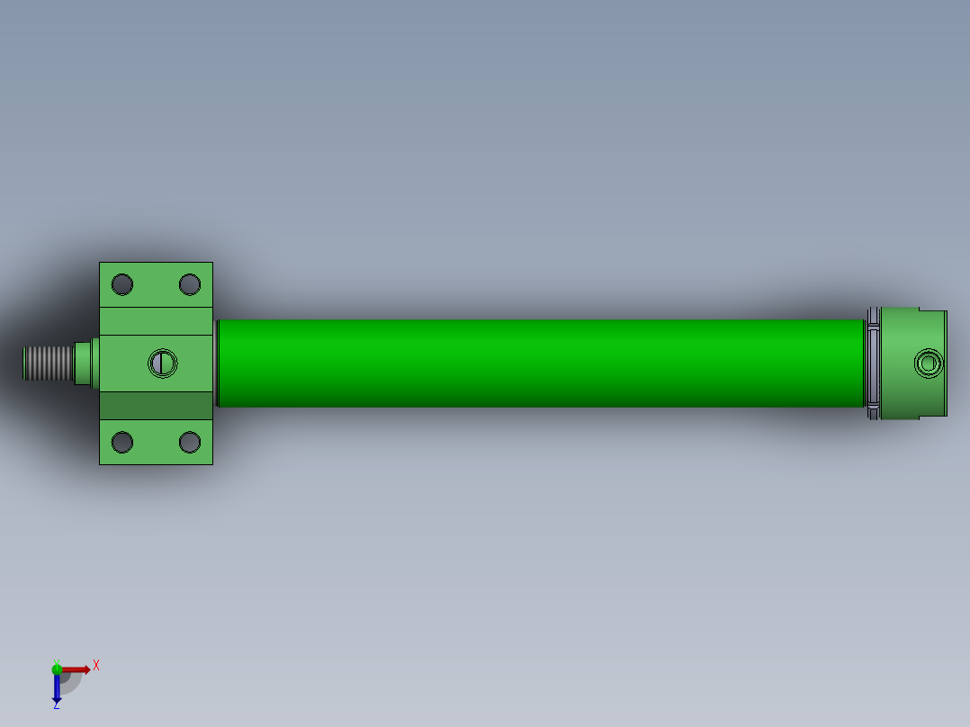 焊接式液压缸（带前脚）63x45x602 mm俯视图