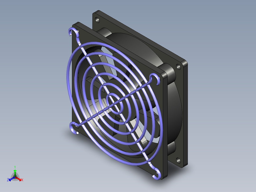 9090工业电柜散热扇正等轴测图