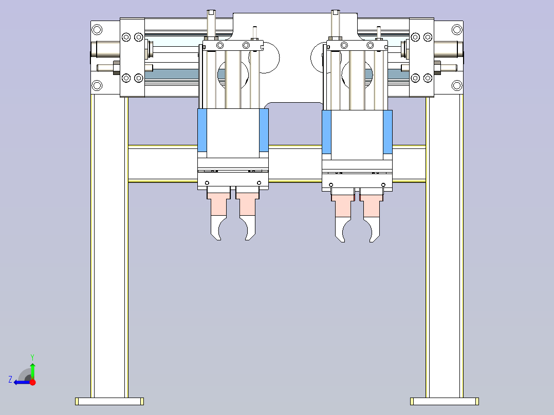 无杆气缸搬运双取料头模组3D图纸右视图