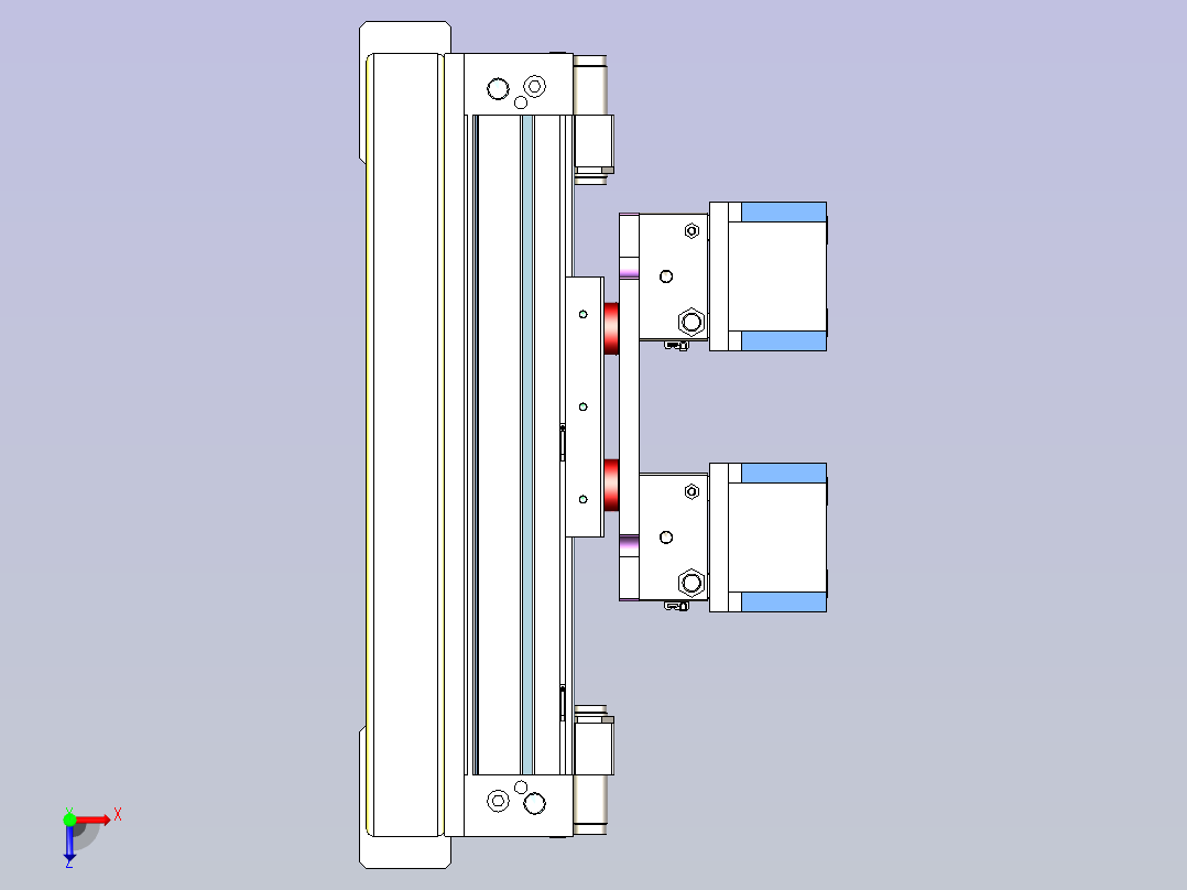无杆气缸搬运双取料头模组3D图纸俯视图