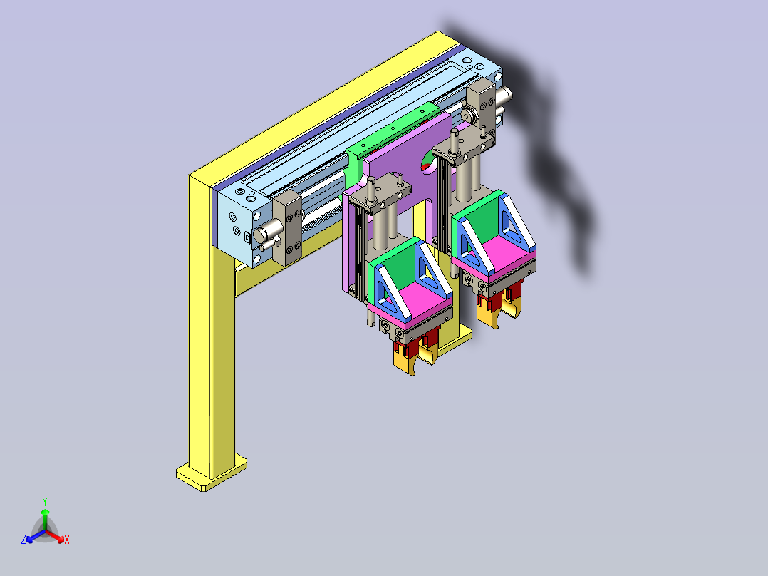 无杆气缸搬运双取料头模组3D图纸正等轴测图