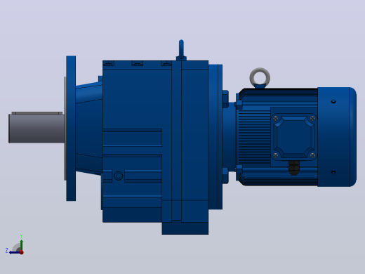 RF107法兰轴伸式安装斜齿轮减速机RF107-Y1.5-8P-90L-M1-0°-Φ450右视缩略图
