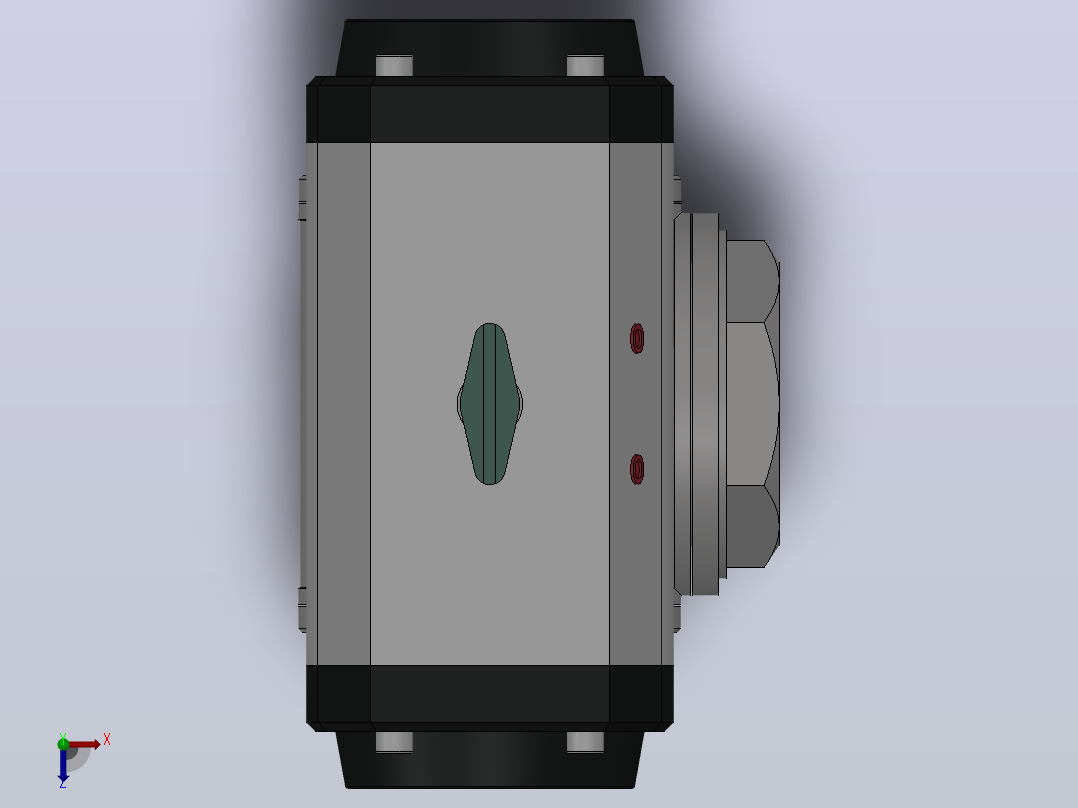 RV Q614F螺纹式气动三通球阀[RVQ615F-16PG]通径50俯视图