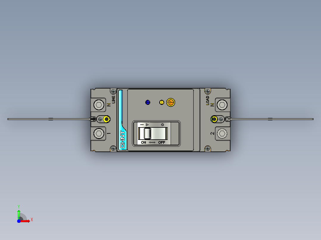 NXMLE-250S 2P剩余电流动作断路器三维模型202209前视图