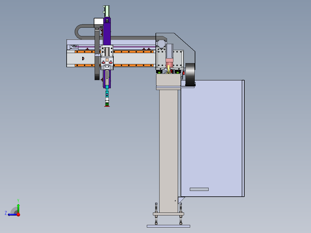 四轴直交机械手sw18可编辑右视图