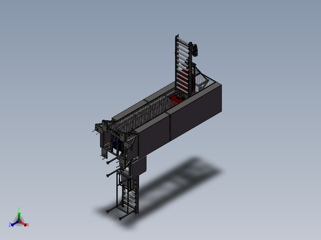 周转箱连续垂直输送机3D图纸 E183