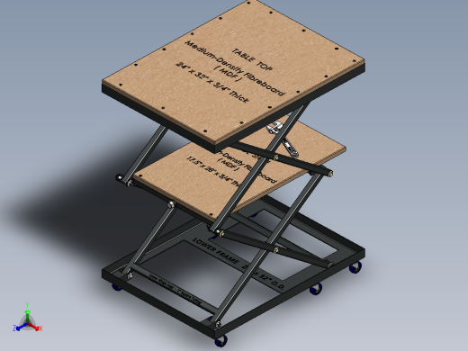 DIY Lift Table自制升降台模型3D图纸 Solidworks设计(1)