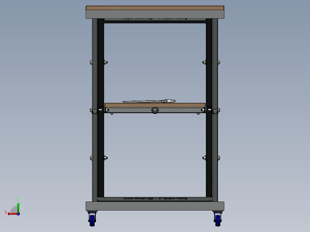 DIY Lift Table自制升降台模型3D图纸 Solidworks设计(1)后视图