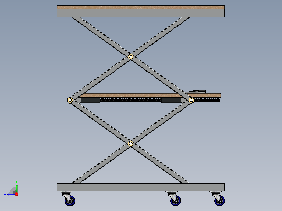 DIY Lift Table自制升降台模型3D图纸 Solidworks设计(1)右视图