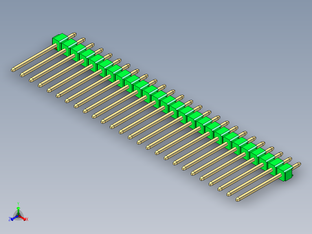 彩色公头100mil（2.54mm）系列-DS1021_green_1x26p_100mil_Type5_rev1.0主视图