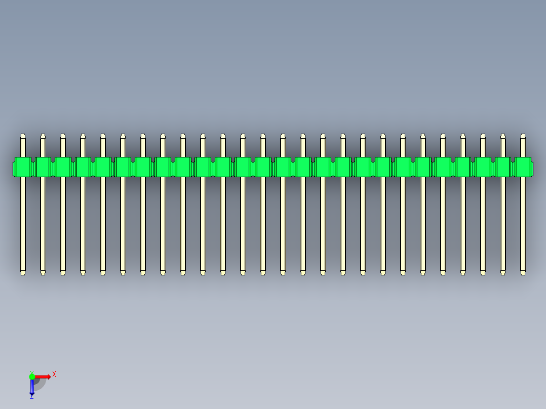 彩色公头100mil（2.54mm）系列-DS1021_green_2x26p_100mil_Type5_rev1.0俯视图