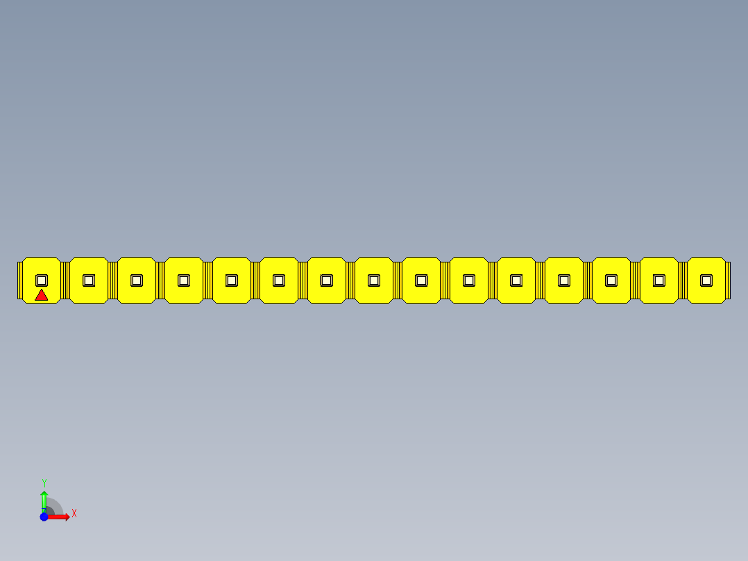 彩色公头100mil（2.54mm）系列-DS1021_yellow_1x15p_100mil_Type5_rev1.0前视图
