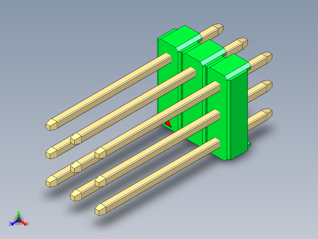 彩色公头100mil（2.54mm）系列-DS1021_green_3x03p_100mil_Type5_rev1.0主视图