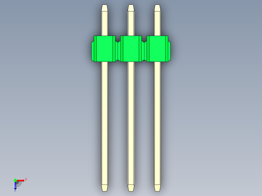 彩色公头100mil（2.54mm）系列-DS1021_green_3x03p_100mil_Type5_rev1.0俯视图