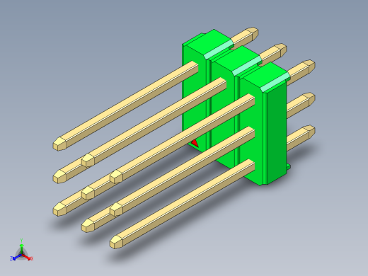 彩色公头100mil（2.54mm）系列-DS1021_green_3x03p_100mil_Type5_rev1.0正等轴测缩略图