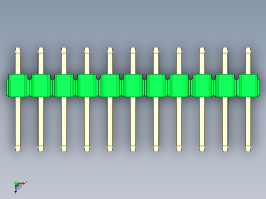 彩色公头100mil（2.54mm）系列-DS1021_green_3x11p_100mil_Type1_rev1.0俯视缩略图