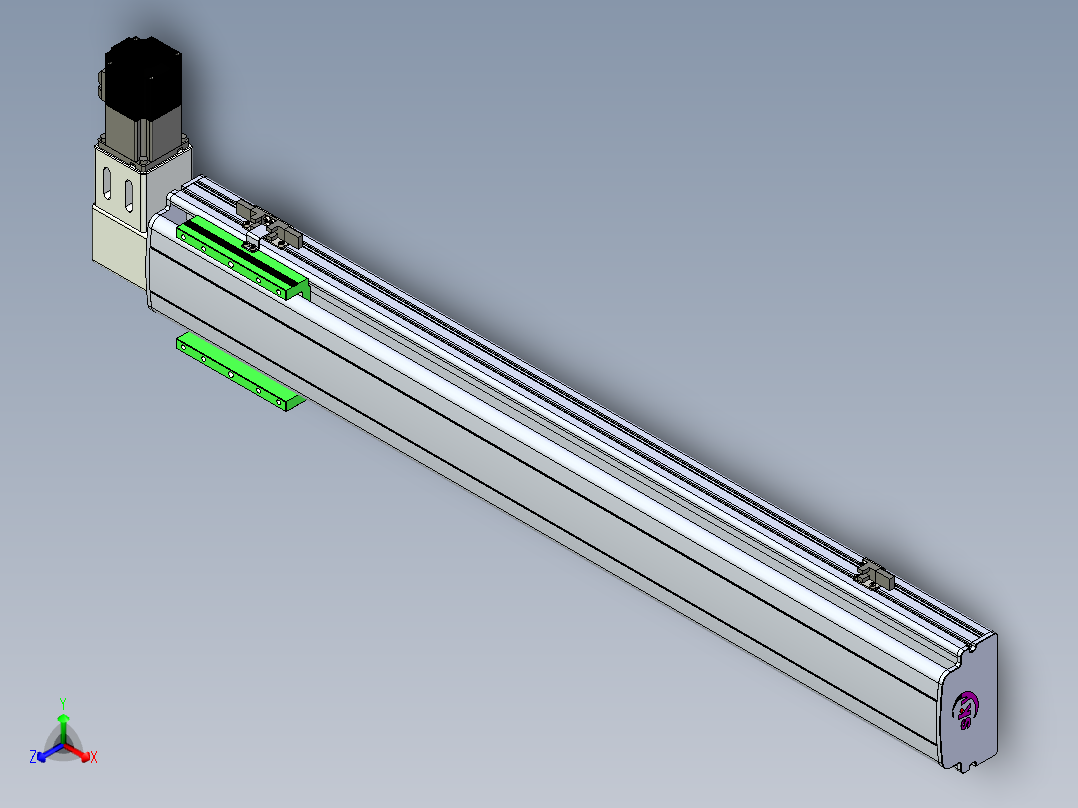 同步带滑台-半封闭B13-L90-S750-R-P40-D3正等轴测图