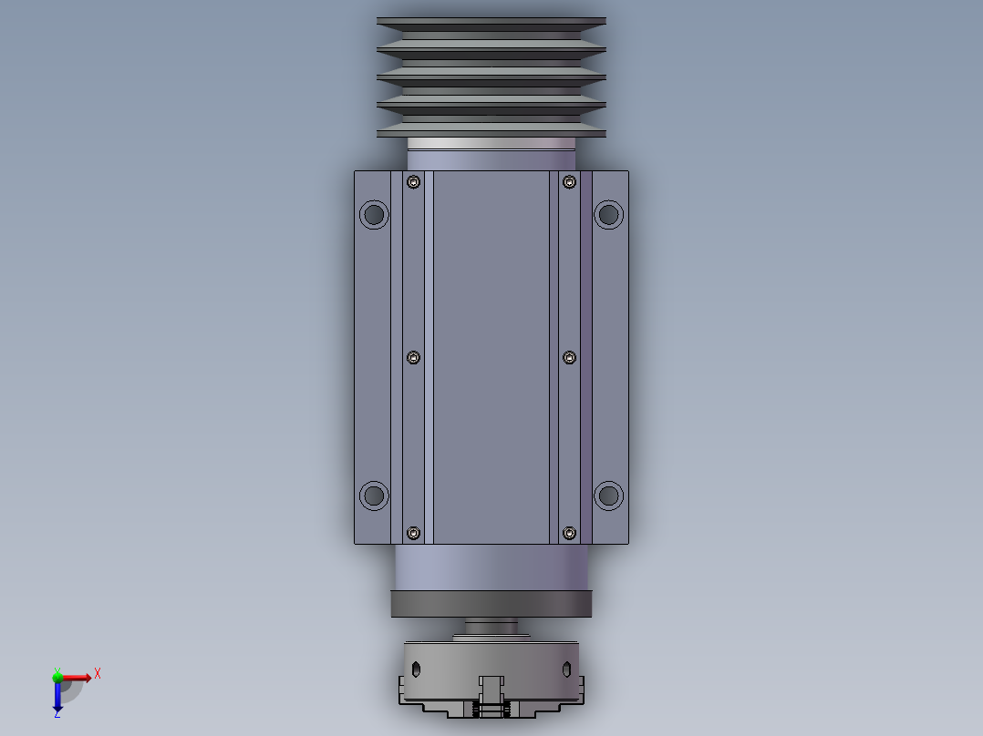 JX705-双主轴数控车床右主轴箱建模【三维SolidWorks】俯视图