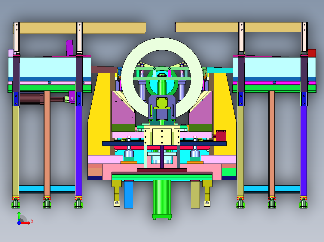 便于大型圆管焊接及焊接变形控制的工装前视图