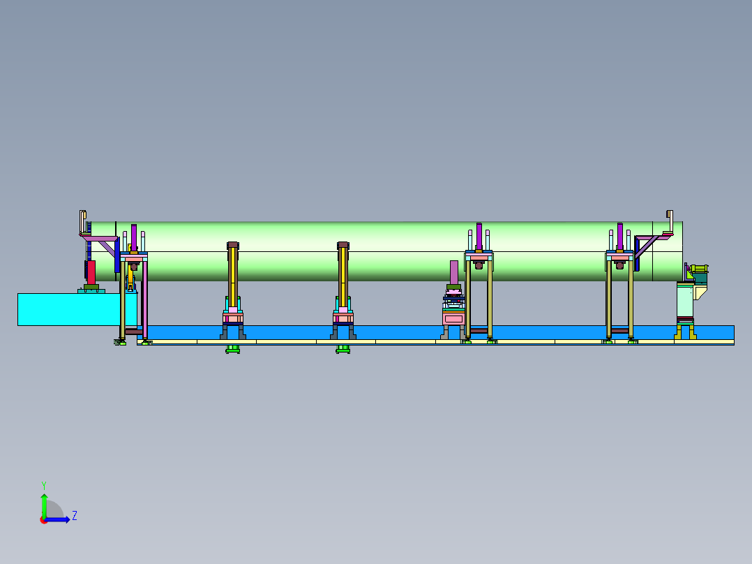 便于大型圆管焊接及焊接变形控制的工装左视图