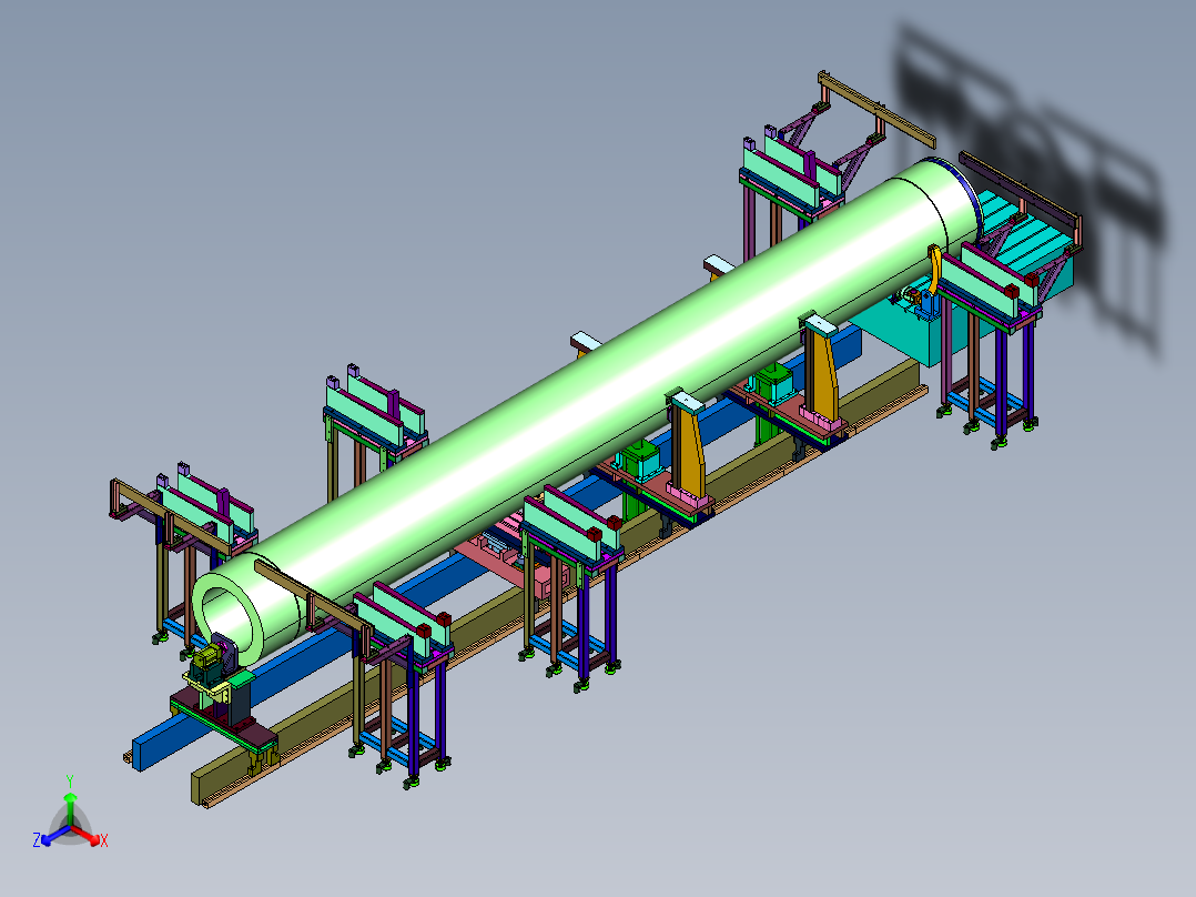 便于大型圆管焊接及焊接变形控制的工装正等轴测图