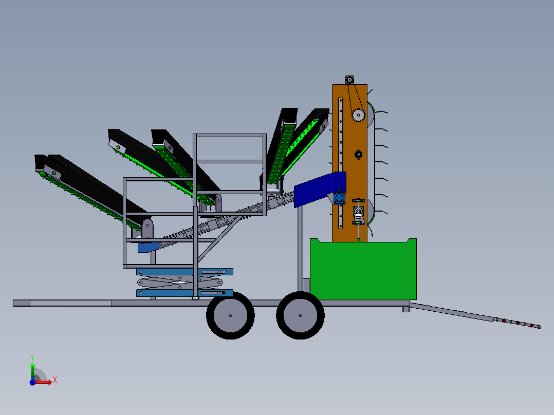 水果采摘平台sw20可编辑前视图