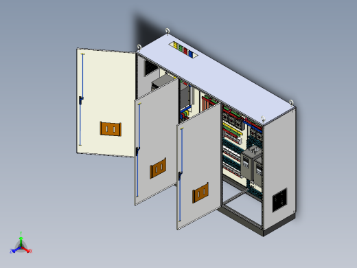 三柜组装万能断路器双电源控制柜 55400正等轴测缩略图