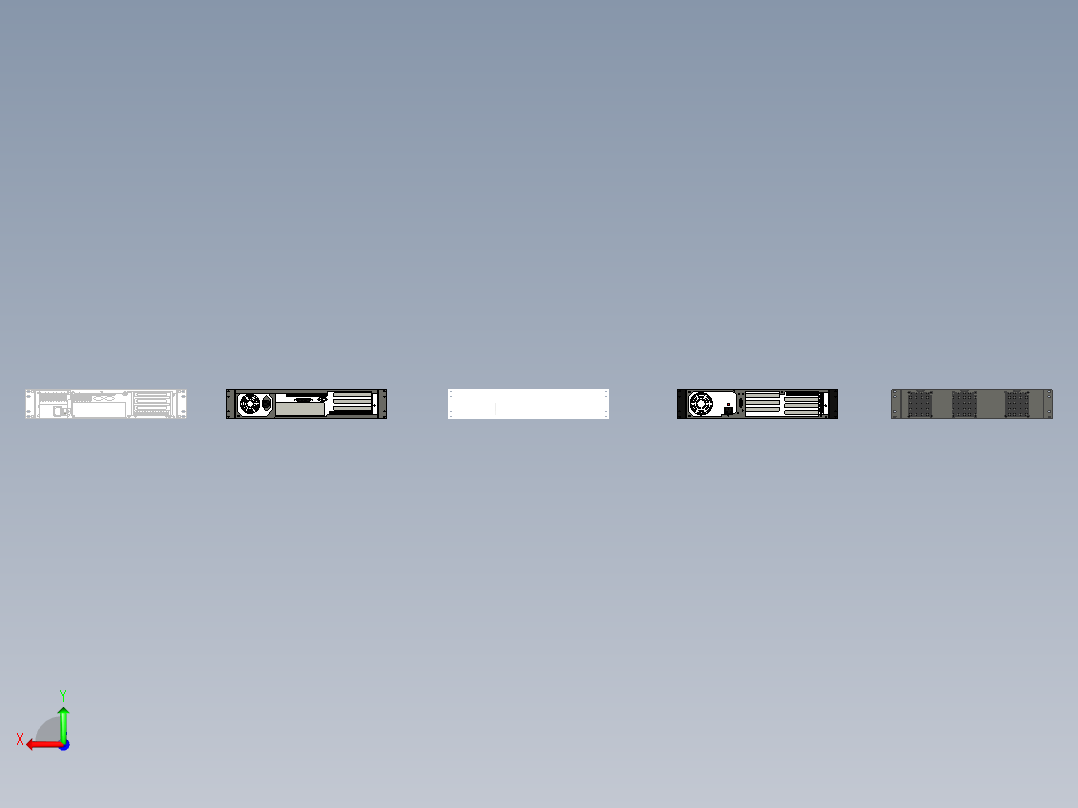 5款研华2U上架式机箱汇总后视图