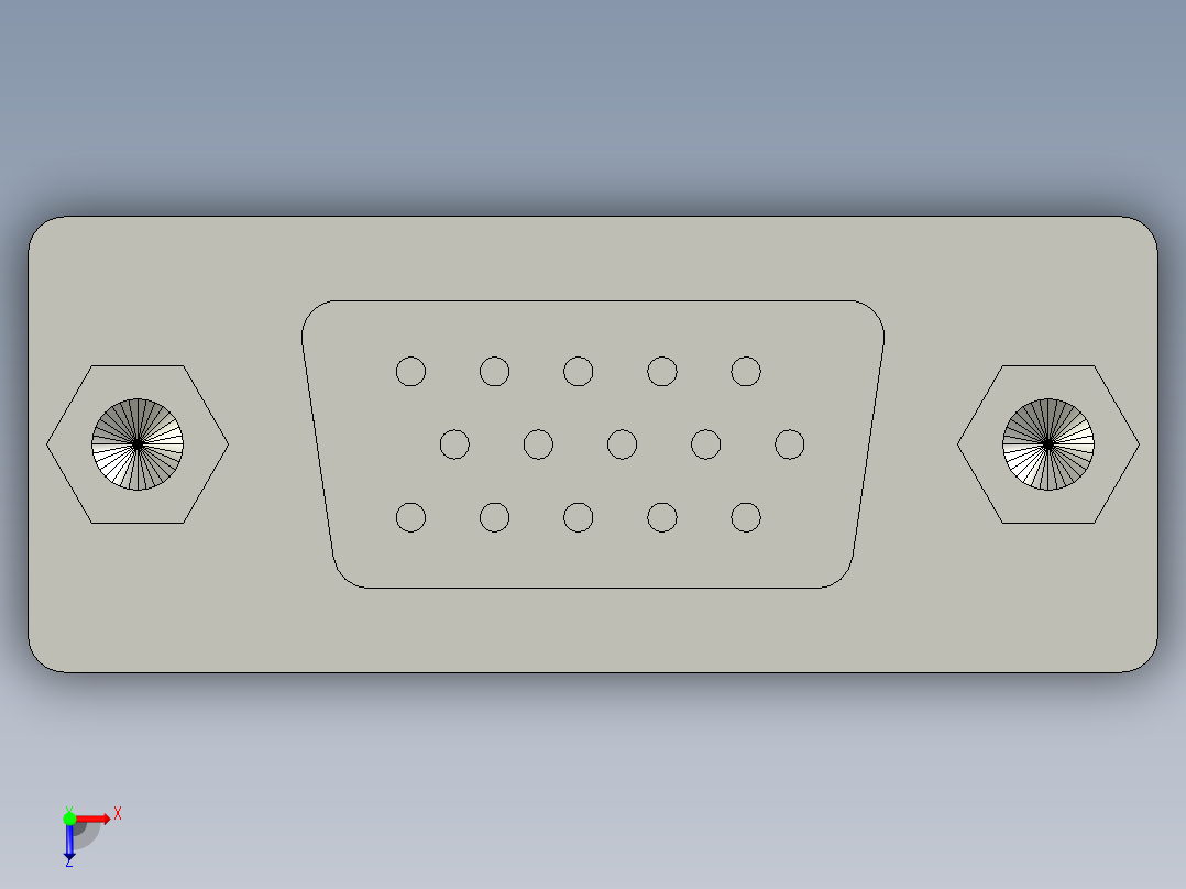 VGA转接头母头转母头俯视图