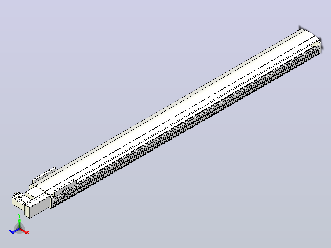 皮带直线轴半封闭可选导轨TPA-HNB-202D-140-L2100-MR-Y-P75-N3正等轴测图