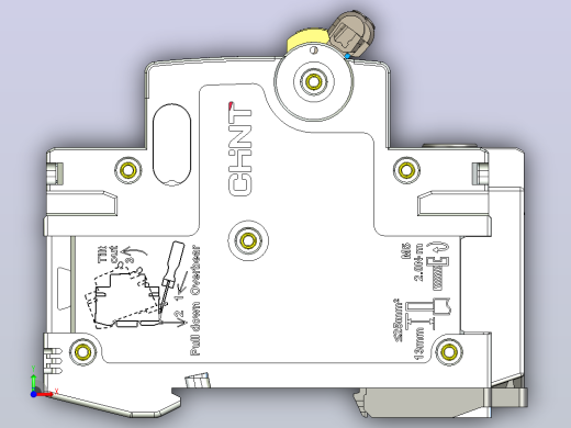 NB8LE-63 3P&amp;N剩余电流动作断路器三维模型202203前视缩略图
