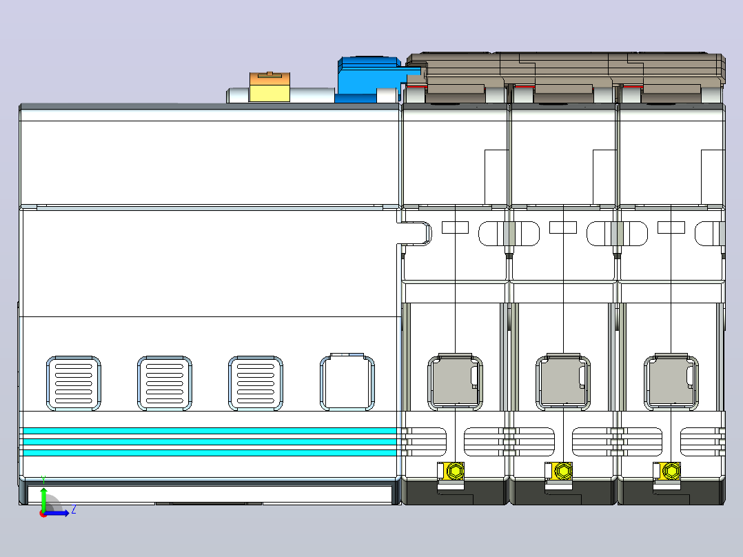 NB8LE-63 3P&amp;N剩余电流动作断路器三维模型202203左视图