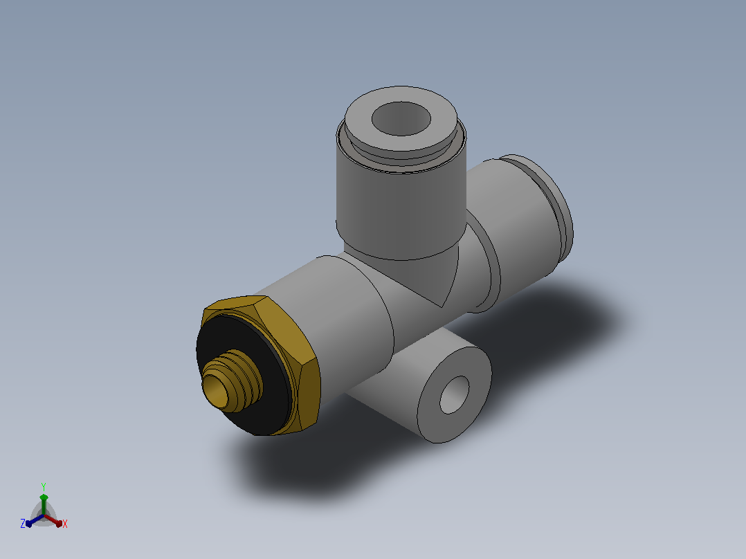 快速接头HKQ2Y外螺Y型接头[HKQ2Y06-M6]正等轴测图