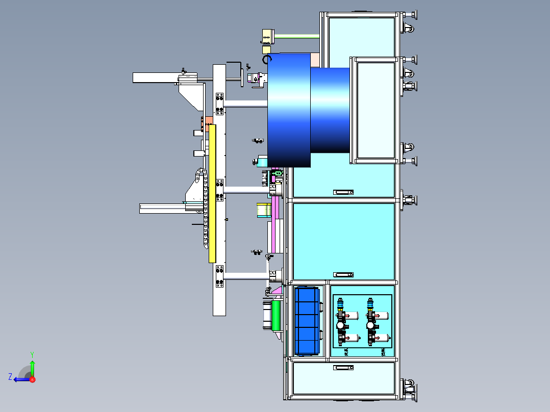自动上下料非标气密检测机（sw20可编辑+工程图）右视图