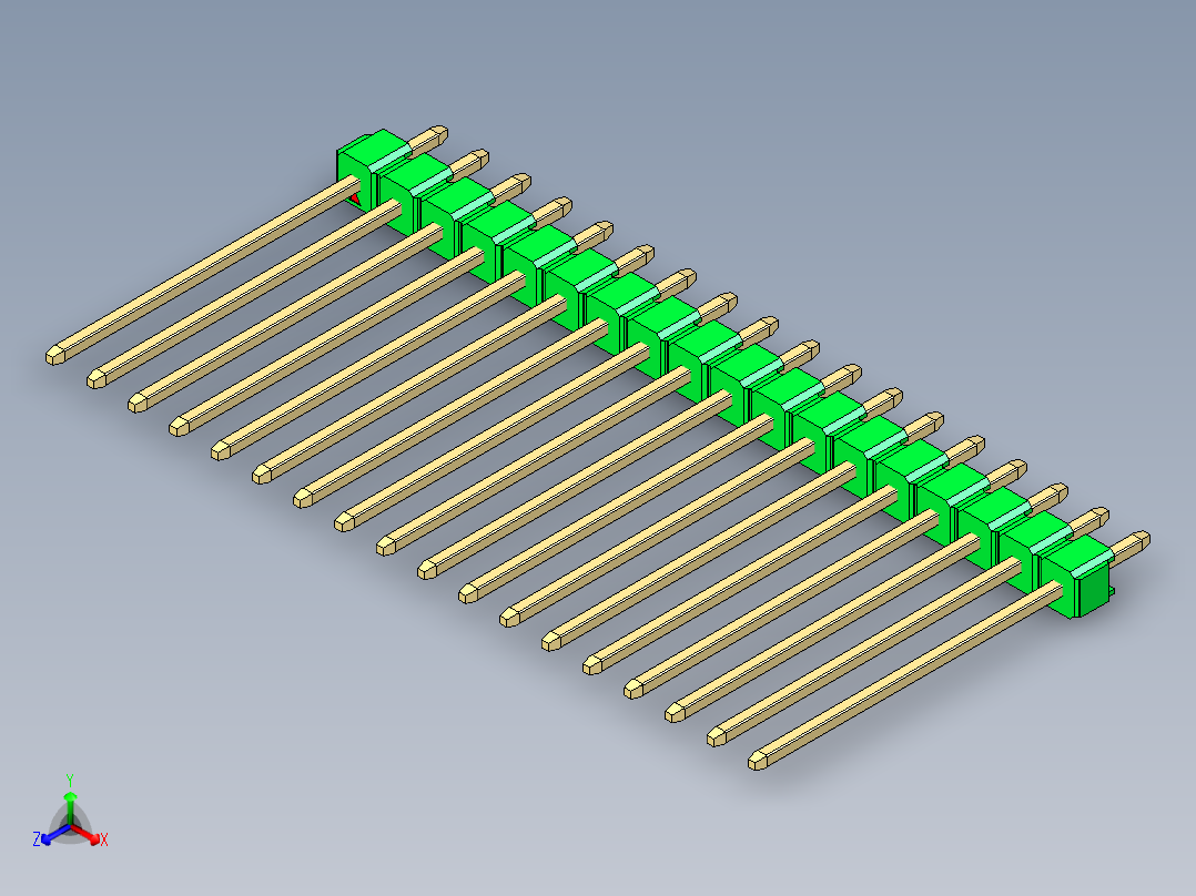 彩色公头100mil（2.54mm）系列-DS1021_green_1x18p_100mil_Type19_rev1.0主视图