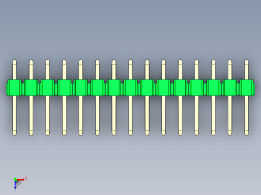 彩色公头100mil（2.54mm）系列-DS1021_green_2x15p_100mil_Type1_rev1.0俯视缩略图