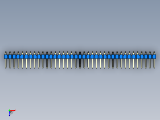 彩色公排针 100mil 2.54mm 系列-DS1022_blue_74p_100mil_TypeSMT_rev1.0俯视缩略图