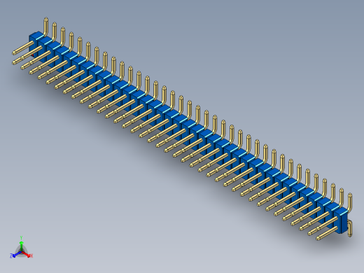 彩色公排针 100mil 2.54mm 系列-DS1022_blue_74p_100mil_TypeSMT_rev1.0正等轴测缩略图