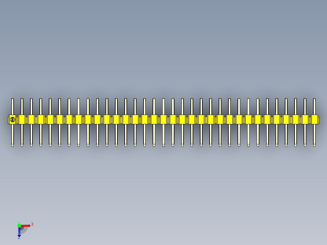 彩色公排针 100mil 2.54mm 系列-DS1022_yellow_2x33p_100mil_TypeD_rev1.0俯视图