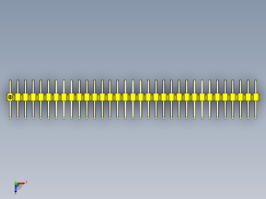 彩色公排针 100mil 2.54mm 系列-DS1022_yellow_2x33p_100mil_TypeD_rev1.0俯视缩略图
