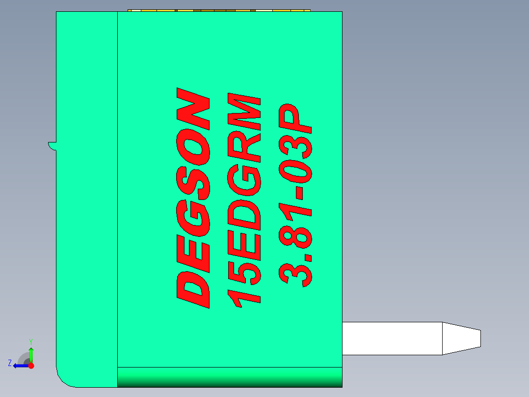 DEGSON 15EDG（公头） 3.81mm 螺钉锁紧，插拔式接线端子 FullPack-15EDGRM-3.81-03P-14-00AH右视图