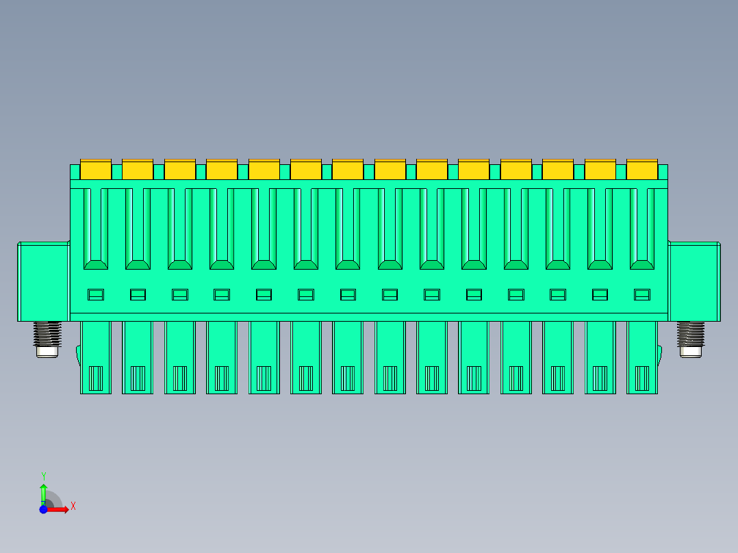 DEGSON 15EDG（公头） 3.81mm 螺钉锁紧，插拔式接线端子 FullPack-15EDGKDM-3.81-14P-14-00AH前视图