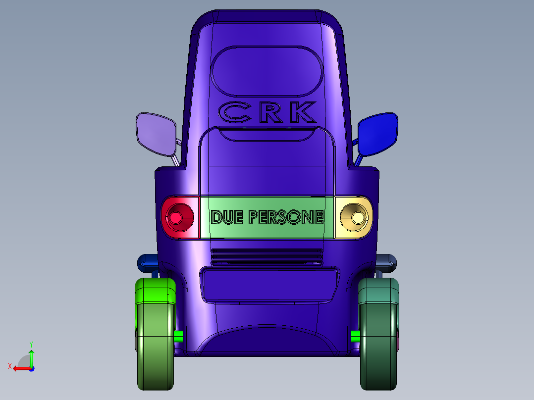 两座微型电动轿车后视图