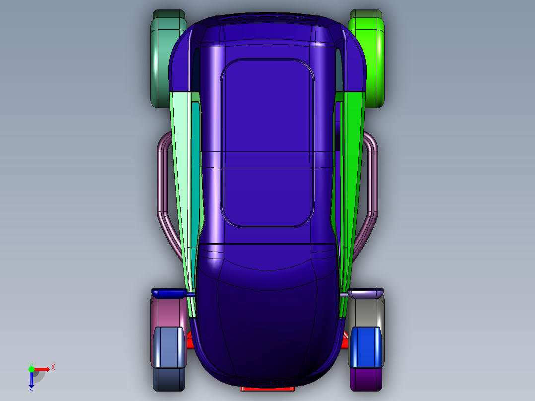 两座微型电动轿车俯视图