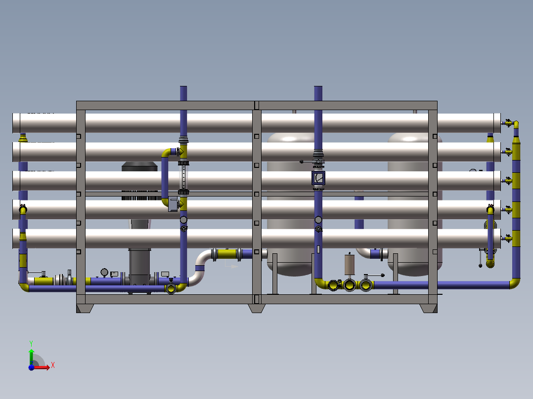 水处理设备65吨RO主机前视图