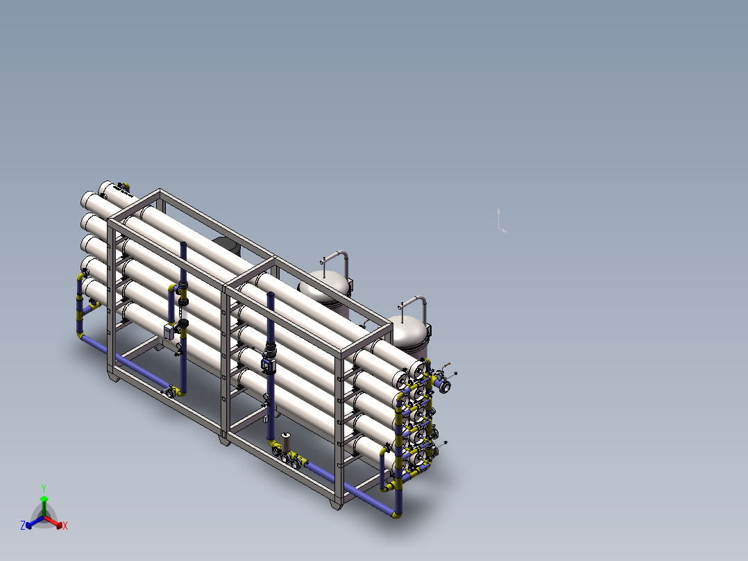 水处理设备65吨RO主机正等轴测图